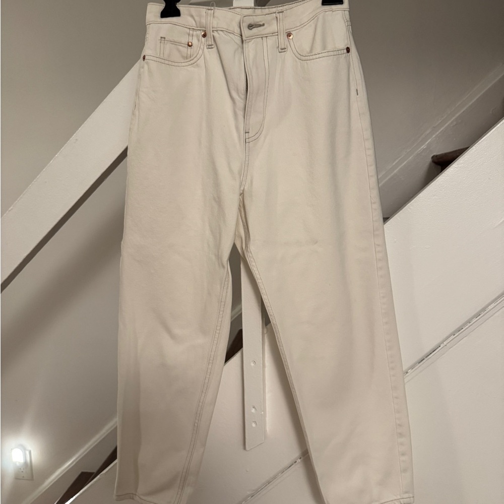 H&M White High Rise Mom Jeans